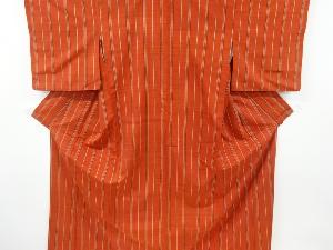 アンティーク　縞織り出し手織り紬着物